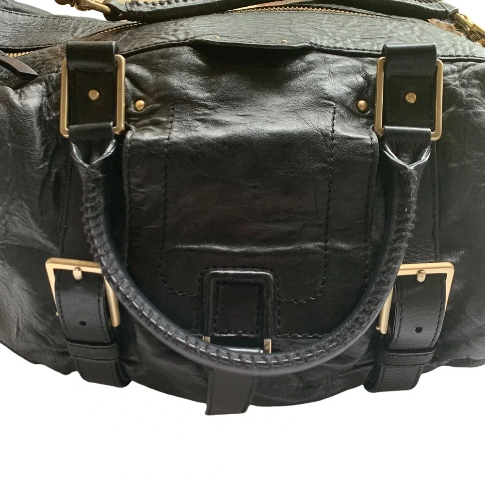 Botkier Black Leather Sasha Duffel Handbag